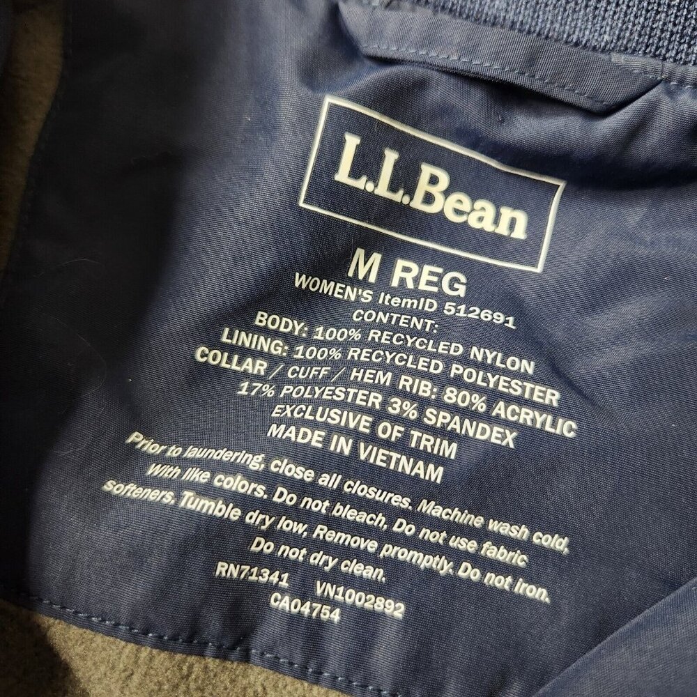 LL Bean Fleece Lined Nylon Jacket Mens Medium Blue Full Zip Size M - Picture 7 of 7